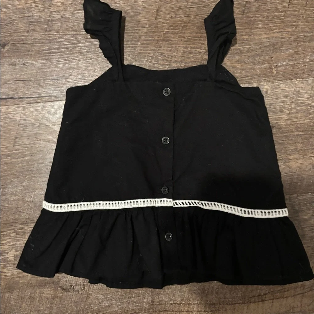 Janie and Jack Peplum Top Cotton Batiste Crochet Trim Flutter Sleeve Toddler